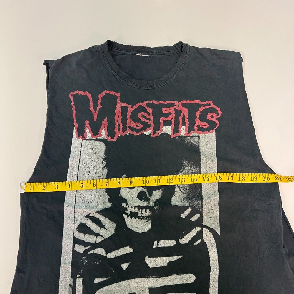Vintage Misfits Crimson Ghost Cut Off Sleeveless Band T Shirt Black Punk Faded L - Picture 5 of 8